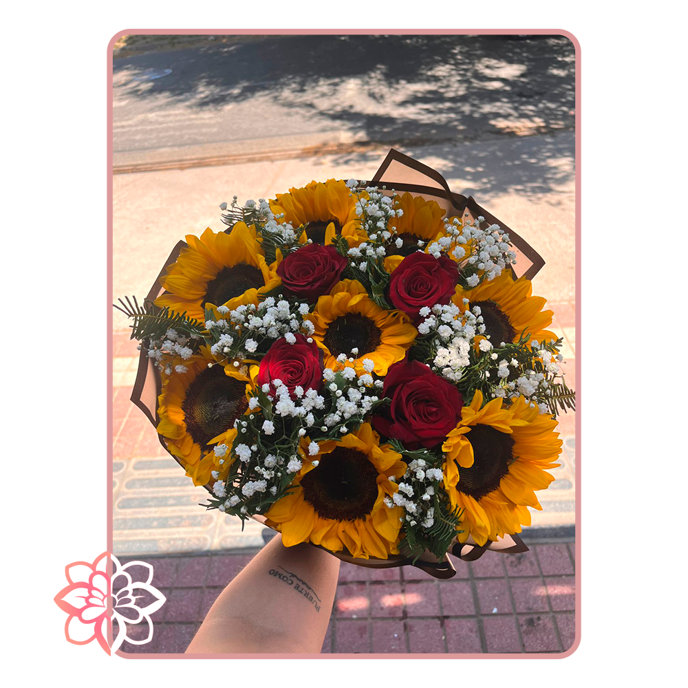 Ramo “Amor y Luz” – Rosas & Girasoles