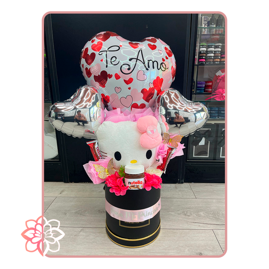 Caja Romántica “Te Amo” con Peluche, Nutella, Flores y Globos
