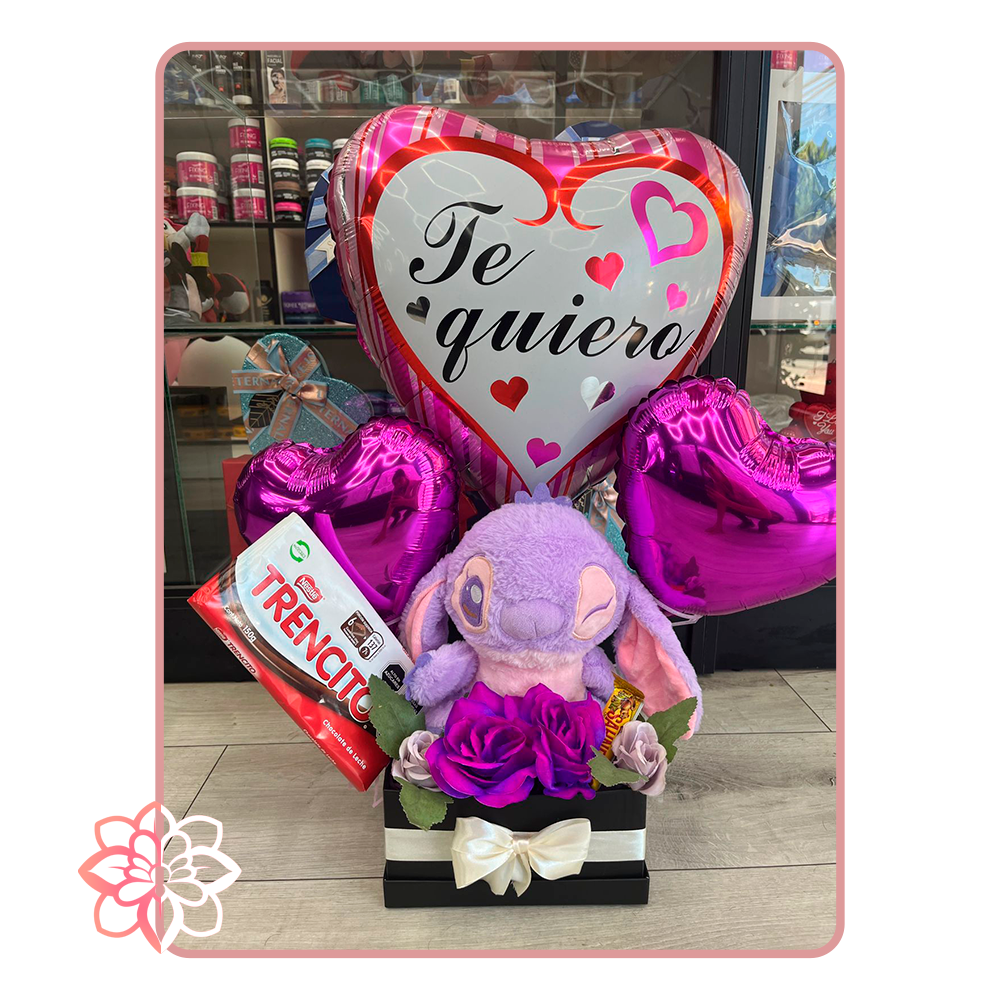 Caja Romántica “Te Quiero” con Peluche, Chocolates y Globos