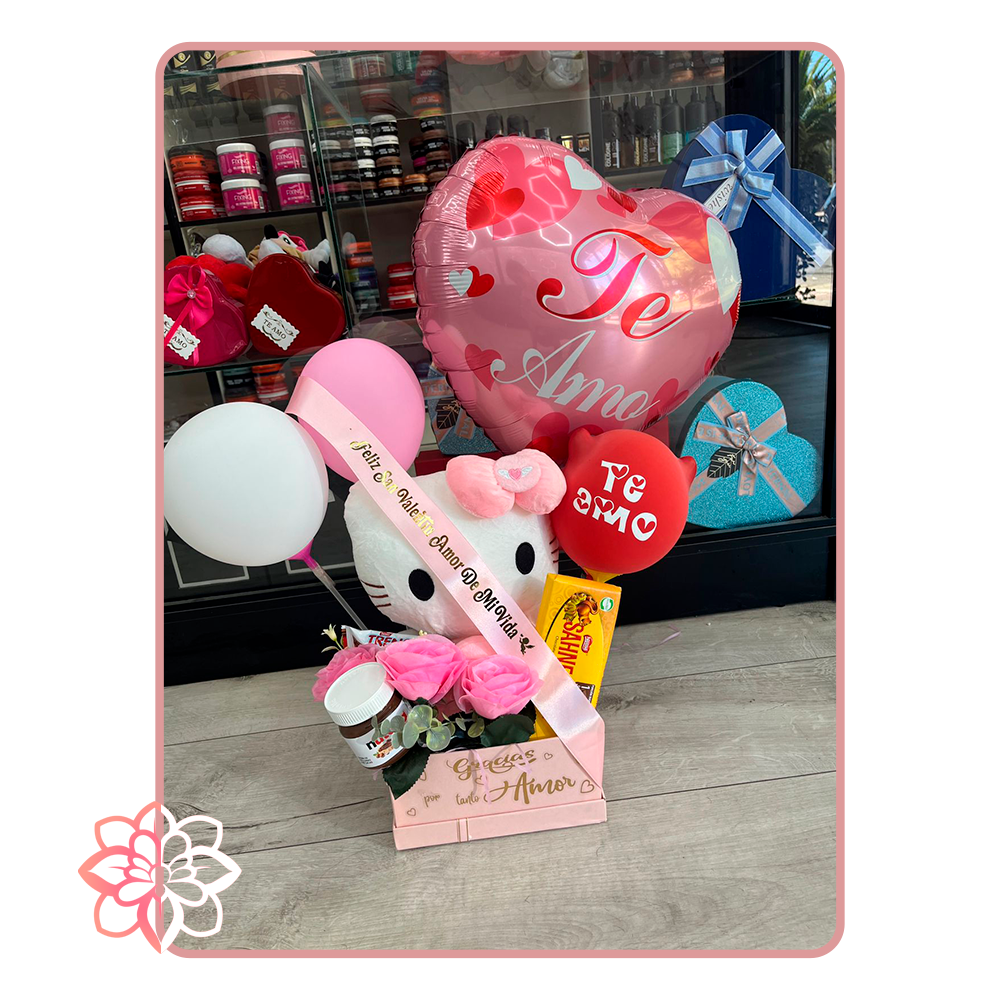 Caja Romántica “Te Amo” con Peluche, Globos, Chocolates y Rosas