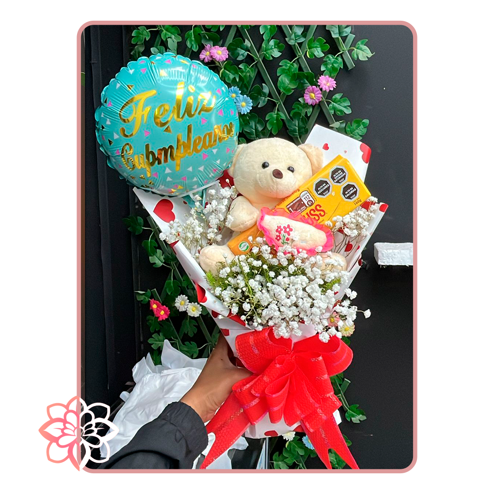 Arreglo con Oso de Peluche y Chocolates – Regalo Especial