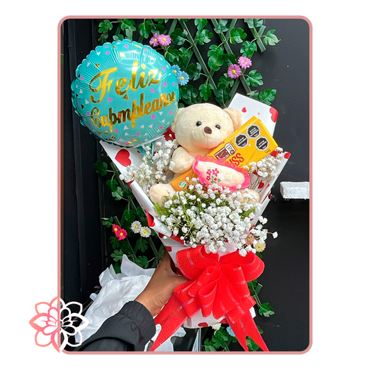Arreglo con Oso de Peluche y Chocolates – Regalo Especial