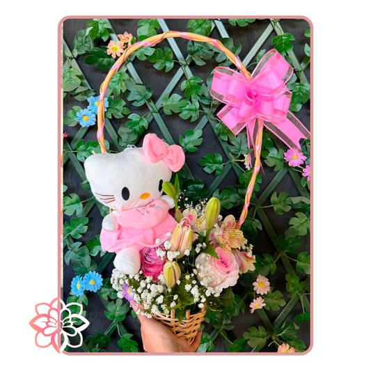 Arreglo “Dulce Encanto” – Hello Kitty, Rosas & Lilium