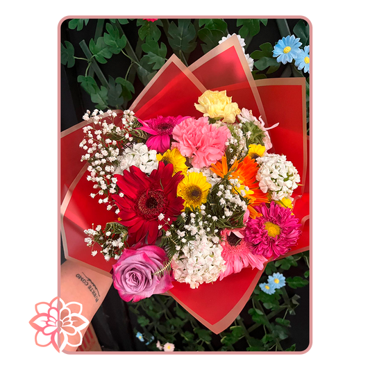 Ramo Colorido con Gerberas, Rosas y Claveles